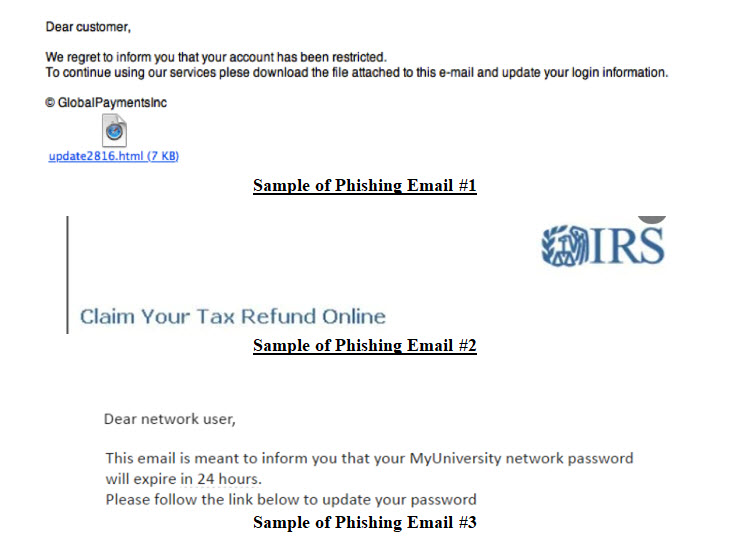 Sample Phishing Emails