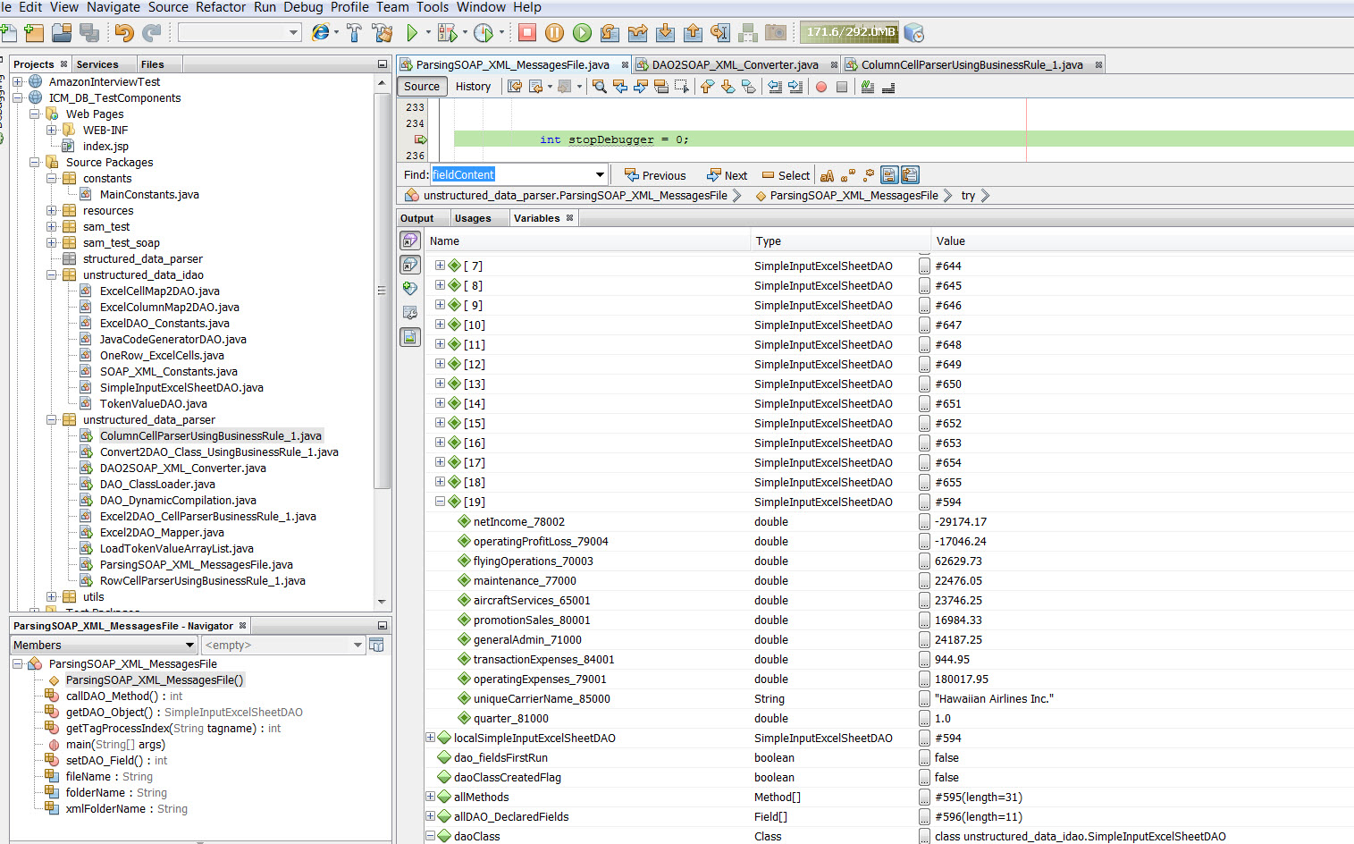 Debugger Last Row DAO